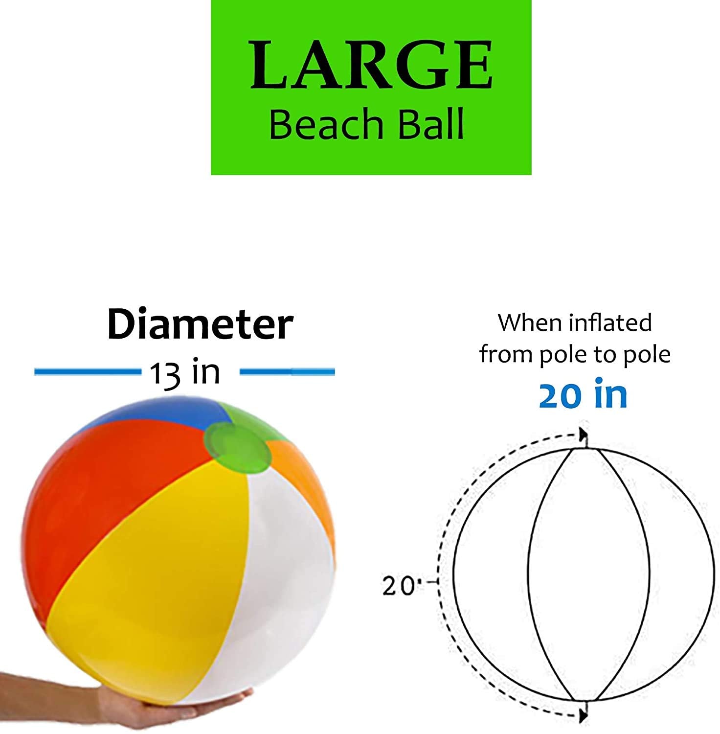 Beach Balls [3 Pack] 20" Inflatable Beach Balls for Kids - Beach Toys for Kids & Toddlers, Pool Games, Summer Outdoor Activity - Classic Rainbow Color by 4E's Novelty