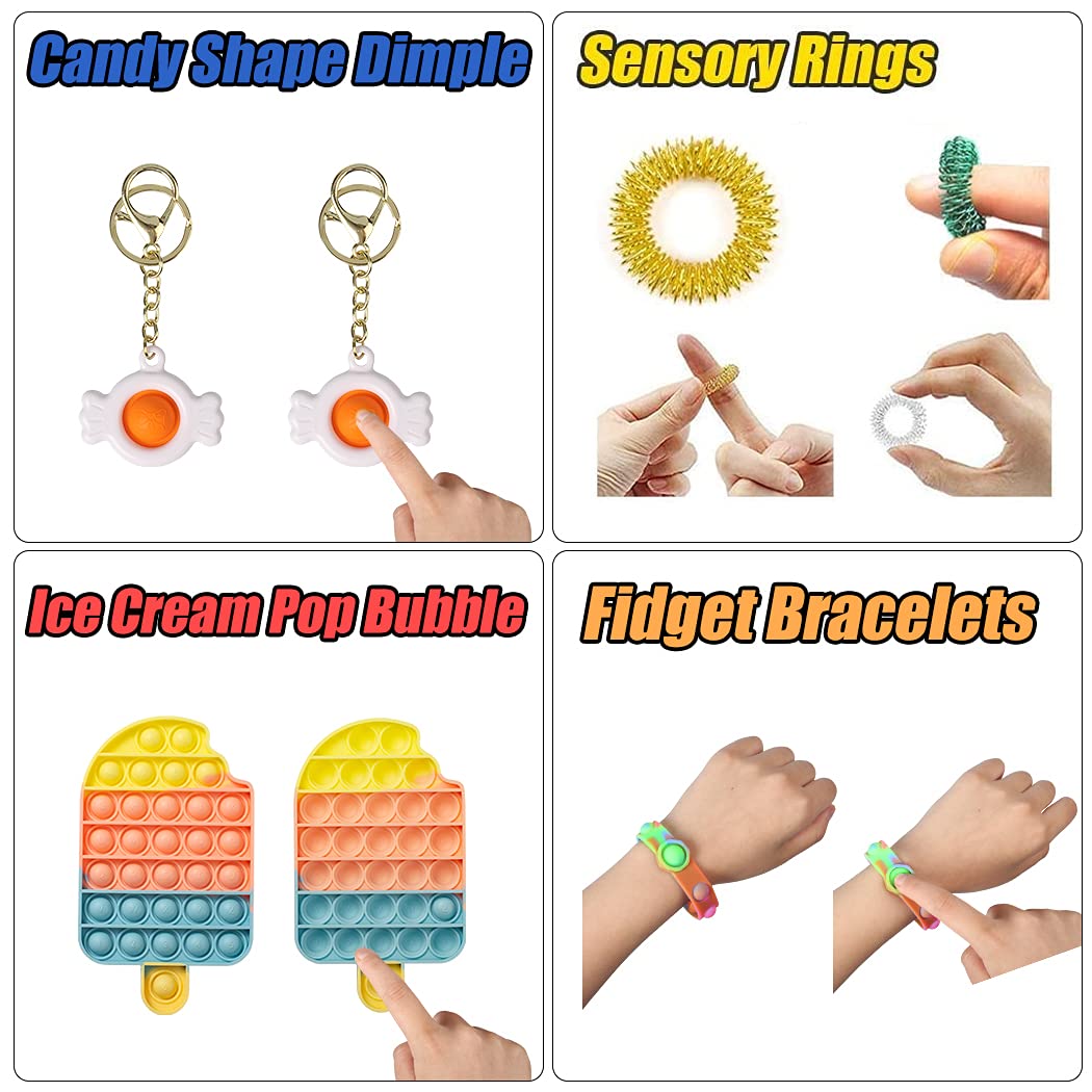 yisi Fidget Toys Pack Simple Dimple Fidget Popper Sets Cheap and Keyboard Pop Fidget Packs for Girls, A Simple Dimple Fidget Toys Pack for Kids Stress Relief Anti-Anxiety ADHD.