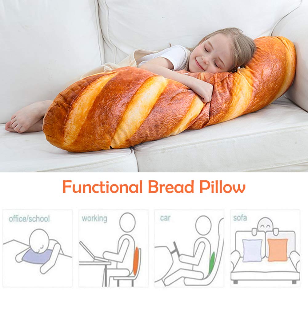 40 in 3D Simulation Bread Shape Pillow Soft Lumbar Baguette Back Cushion Funny Food Plush Stuffed Toy