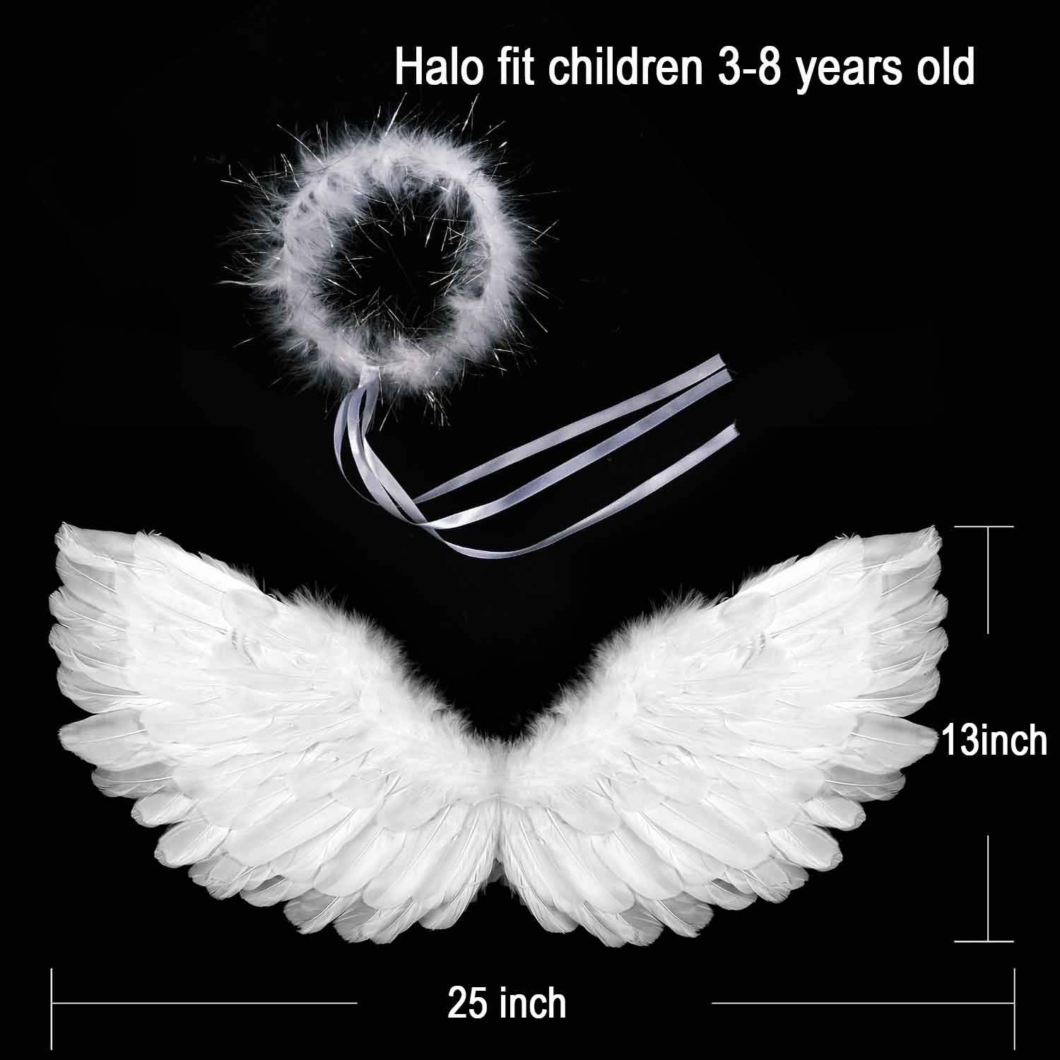 Angel Wings and Halo Adult White Angel Wings for Kids for Adult Children Feather Angel Wing for Women
