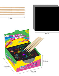 ZMLM Rainbow Scratch Mini Art Notes - 125 Magic Scratch Note Off Paper Pads Cards Sheets for Kids Black Scratch Note Arts Crafts DIY Party Favor Supplies Kit Birthday Game Toy Gifts Box for Girls Boys
