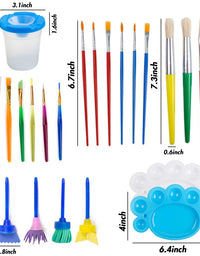 BigOtters Painting Tool Kit, 34Pcs Paint Supplies Include Paint Cups with Lids Palette Tray Multi Sizes Paint Pen Brushes Set for Kids Gifts School Prizes Art Party
