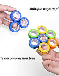 6PCS Magnetic Rings, Fidget Rings,Roller Rings,Adult Finger Fidget Toys, ADHD Anxiety Relief Decompression Magical Ring Fidget Toy,Funny Gifts kids Magnetic Spinner Ring for Boys Girls(Random Color)
