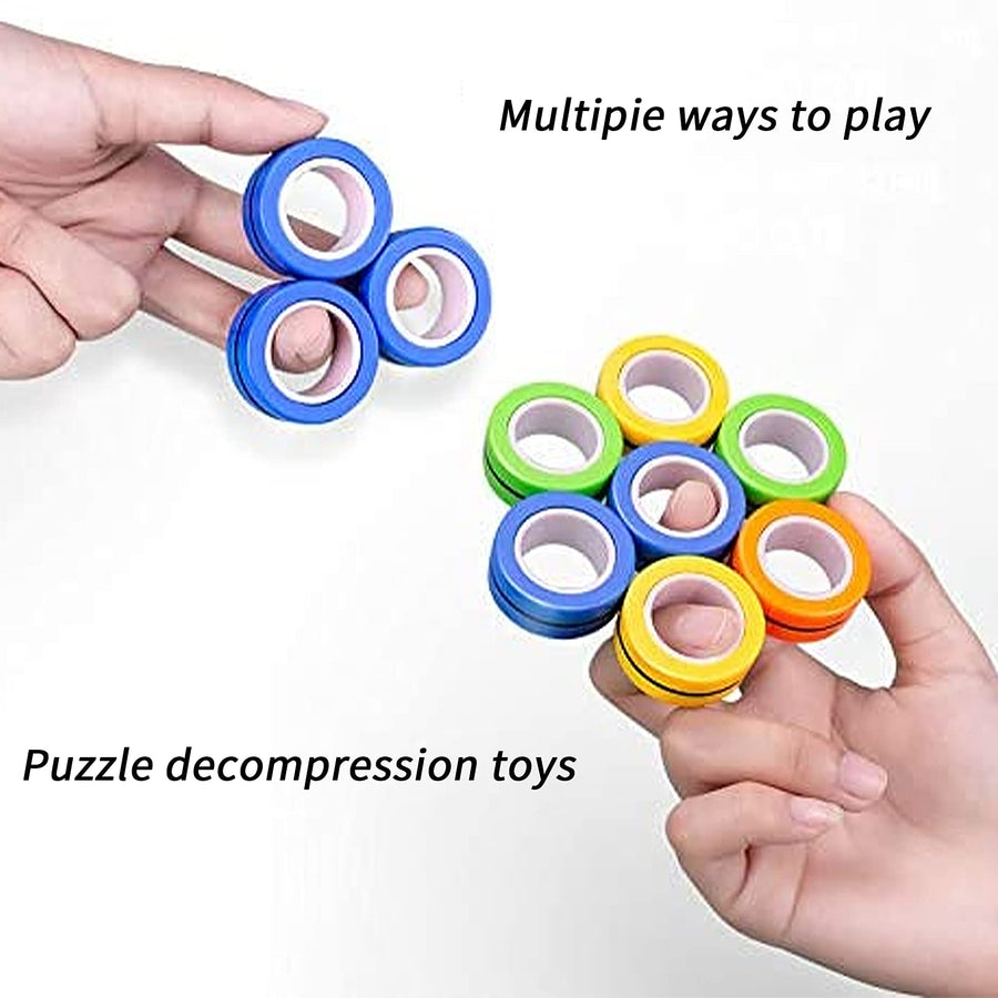 6PCS Magnetic Rings, Fidget Rings,Roller Rings,Adult Finger Fidget Toys, ADHD Anxiety Relief Decompression Magical Ring Fidget Toy,Funny Gifts kids Magnetic Spinner Ring for Boys Girls(Random Color)