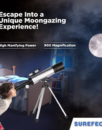 Surefect Nasa Lunar Telescope for Kids Capable of 90x Magnification, Includes 2 Eyepieces - Portable & Easy To Use Lightweight Portable Telescope
