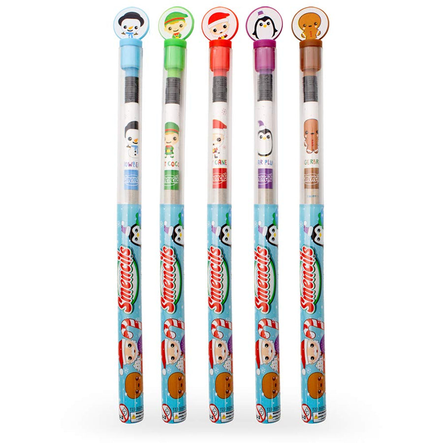 Holiday Smencils - HB #2 Scented Fun Pencils, 5 Count - Stocking Stuffer, Gifts for Kids, School Supplies, Party Favors, Classroom Rewards by Scentco