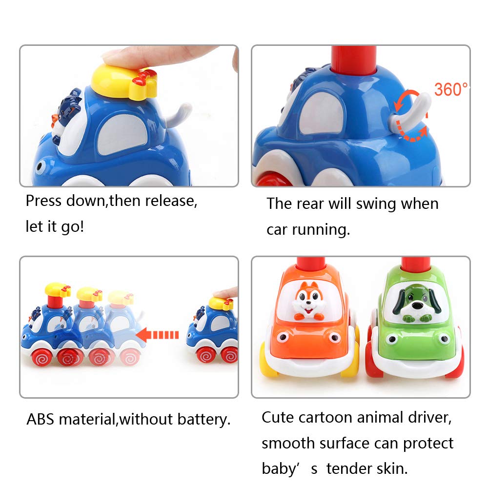 Baby Toy Cars for 1 Year Old Toddler Cartoon Wind up Cars for 2 Year Old Boys Birthday Gift Toys Age 1
