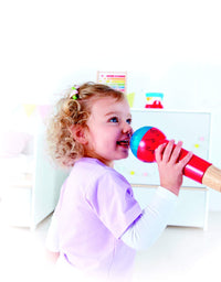 Hape Mighty Echo Microphone | Battery-Free Voice Amplifying Microphone Toy for Kids 1 Year & Up, Red, Model Number: E0337, L: 3.1, W: 3.1, H: 8.6 inch
