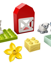 LEGO DUPLO Town Farm Animal Care 10949 Imaginative Build-and-Play Toy for Toddlers; Buildable Farm Playset with 4 Animal Figures – a Duck Toy, Cat Figure, Pig Toy and Sheep Toy, New 2021 (11 Pieces)
