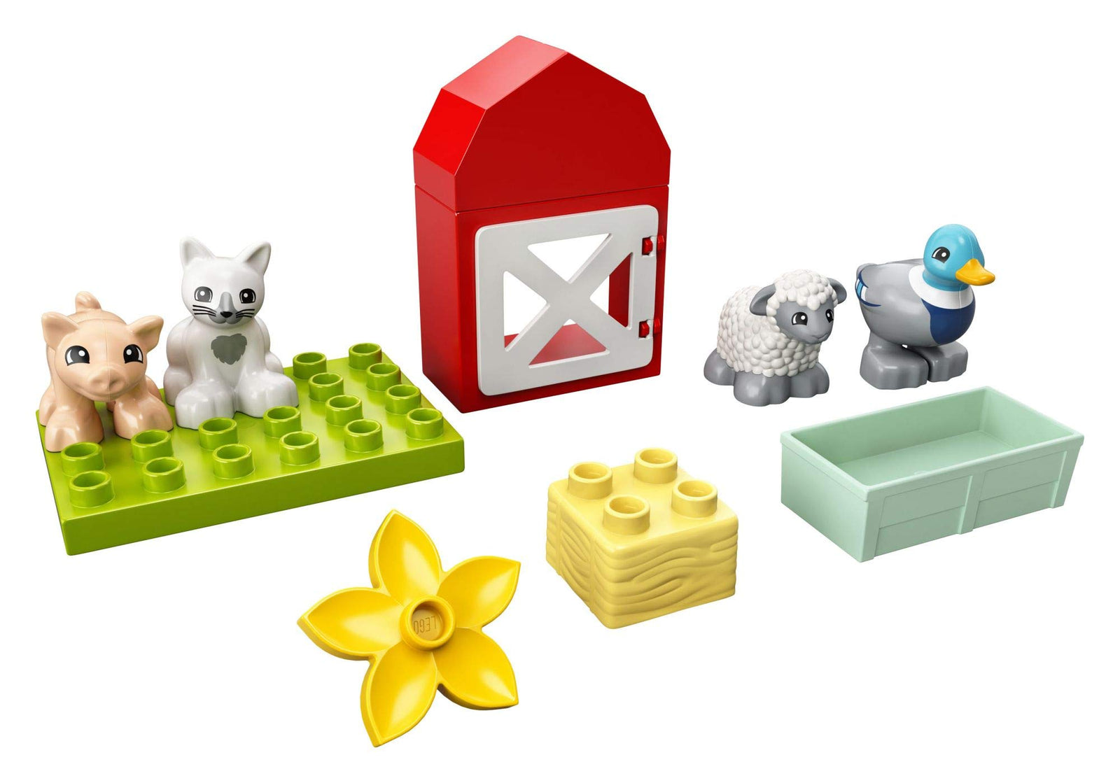 LEGO DUPLO Town Farm Animal Care 10949 Imaginative Build-and-Play Toy for Toddlers; Buildable Farm Playset with 4 Animal Figures – a Duck Toy, Cat Figure, Pig Toy and Sheep Toy, New 2021 (11 Pieces)