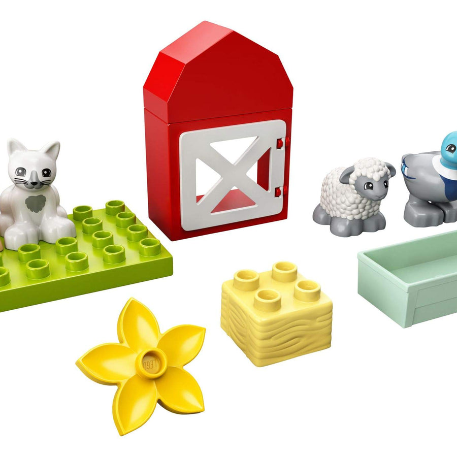 LEGO DUPLO Town Farm Animal Care 10949 Imaginative Build-and-Play Toy for Toddlers; Buildable Farm Playset with 4 Animal Figures – a Duck Toy, Cat Figure, Pig Toy and Sheep Toy, New 2021 (11 Pieces)