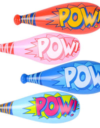 Bedwina Pow Inflatable Baseball Bats - (Pack of 12) Oversized 20 Inch Inflatable Toy Bat, Carnival Prizes, Goodie Bag Favors or Superhero Birthday Party Prizes for Kids

