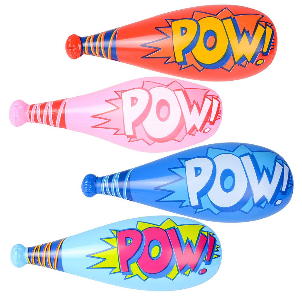 Bedwina Pow Inflatable Baseball Bats - (Pack of 12) Oversized 20 Inch Inflatable Toy Bat, Carnival Prizes, Goodie Bag Favors or Superhero Birthday Party Prizes for Kids