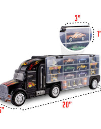 WolVolk Transport Car Carrier Truck Toy for Boys and Girls (Includes 6 Cars and 28 Slots)
