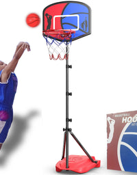 HAHAKEE Kids Basketball Hoop, Height-Adjustable 2.9 FT-6.1 FT, Indoor and Outdoor Basketball Set for Toddlers Age 3-8
