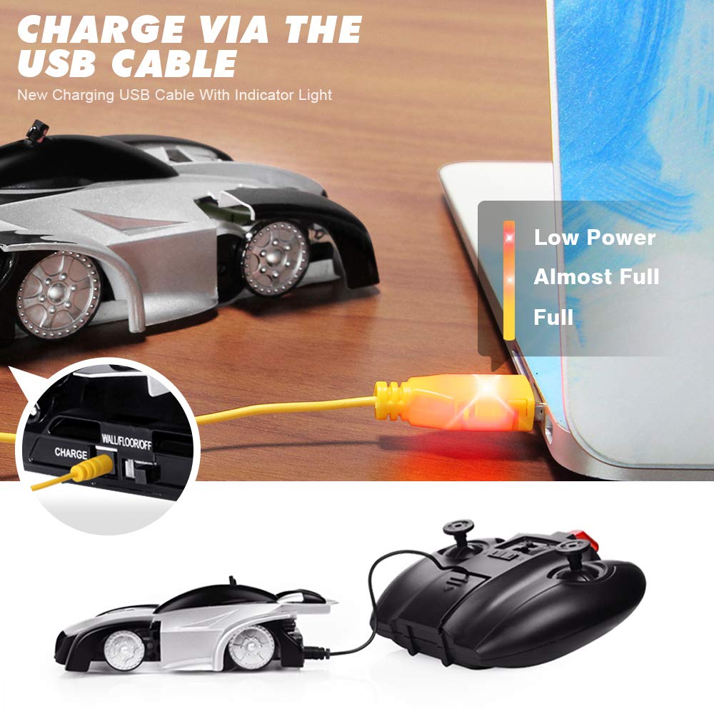 EpochAir Wall Climbing Remote Control Car Dual Mode 360° Rotating RC Stunt Cars with Headlight Rechargeable Toys for Boys Gift for 4 5 6 7 8-12 Year Old Kids (Normal)