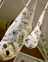 Moon Boat Fake Spider Web Cobweb Halloween Party Decorations Props 1000 sqft with 120 Spiders
