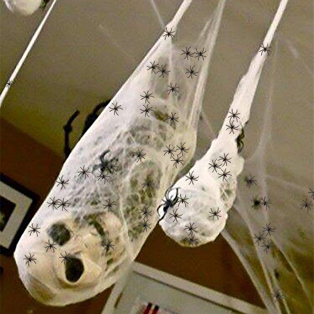 Moon Boat Fake Spider Web Cobweb Halloween Party Decorations Props 1000 sqft with 120 Spiders