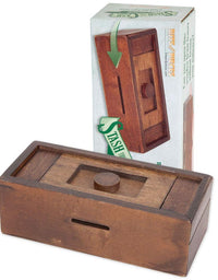 Bits and Pieces - Stash Your Cash - Secret Puzzle Box Brainteaser - Wooden Secret Compartment Brain Game for Adults
