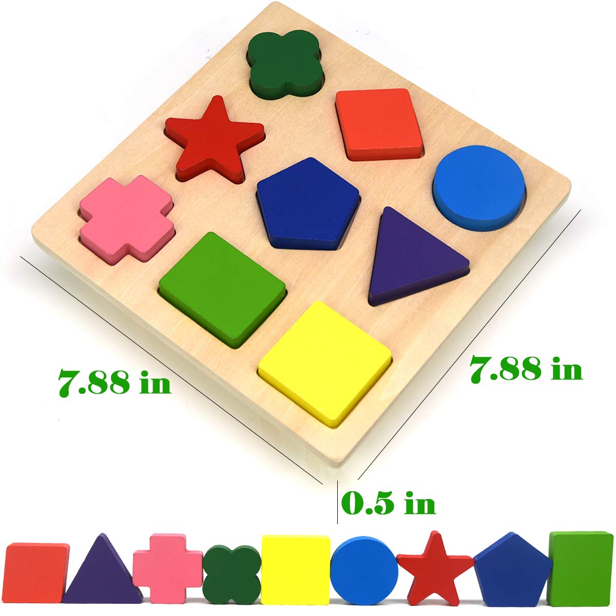 GYBBER&MUMU Wooden Preschool Colorful Shape Puzzle