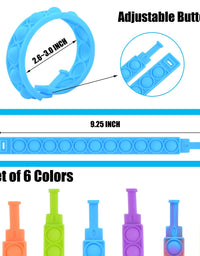 Push Pop Bubble Wristband Fidget Toys, Set of 6 Wearable Autism Special Needs Stress Reliever ,Hand Finger Press Silicone Bracelet Toy for Kids and Adults (Multicolor-6)
