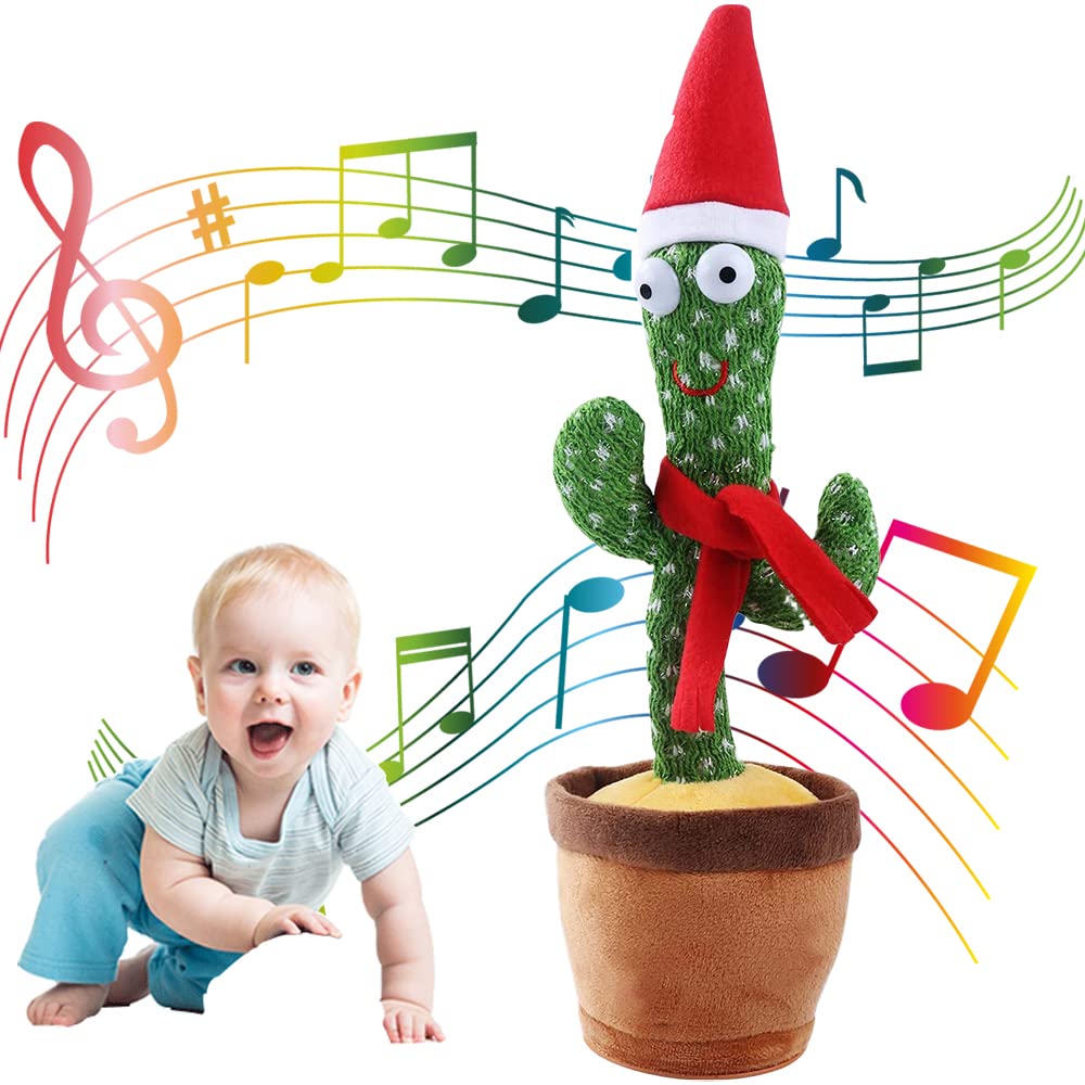 WISMAT Dancing Cactus Toy - 120 Songs Singing, Talking, Record & Repeating What You say Electric Cactus, Wiggle Mimicking Parrot Sunny Cactus Plush Toy, LED Light for Home Decor & Babies Interaction