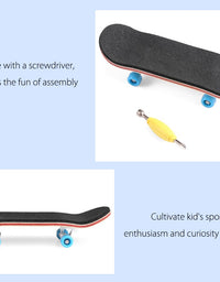 Mini Finger Skateboard – Wooden Finger Board Ultimate Sport Training Props in Light Brown with Ball Bearings -1 Pack (Random Color Bearing Wheels)
