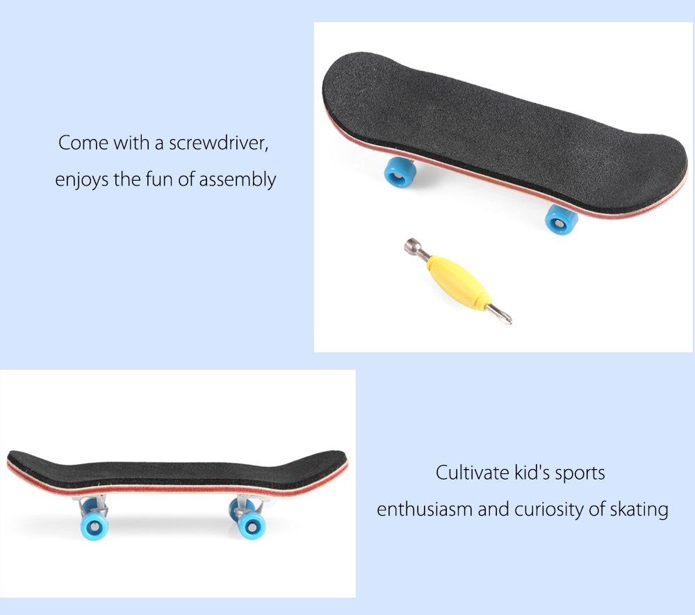 Mini Finger Skateboard – Wooden Finger Board Ultimate Sport Training Props in Light Brown with Ball Bearings -1 Pack (Random Color Bearing Wheels)