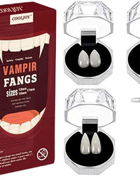 COOLJOY 3 Sizes Vampire Fangs Teeth with Adhesive Halloween Party Cosplay Props White Horror False Teeth Props Party Favors Dress Up Accessories
