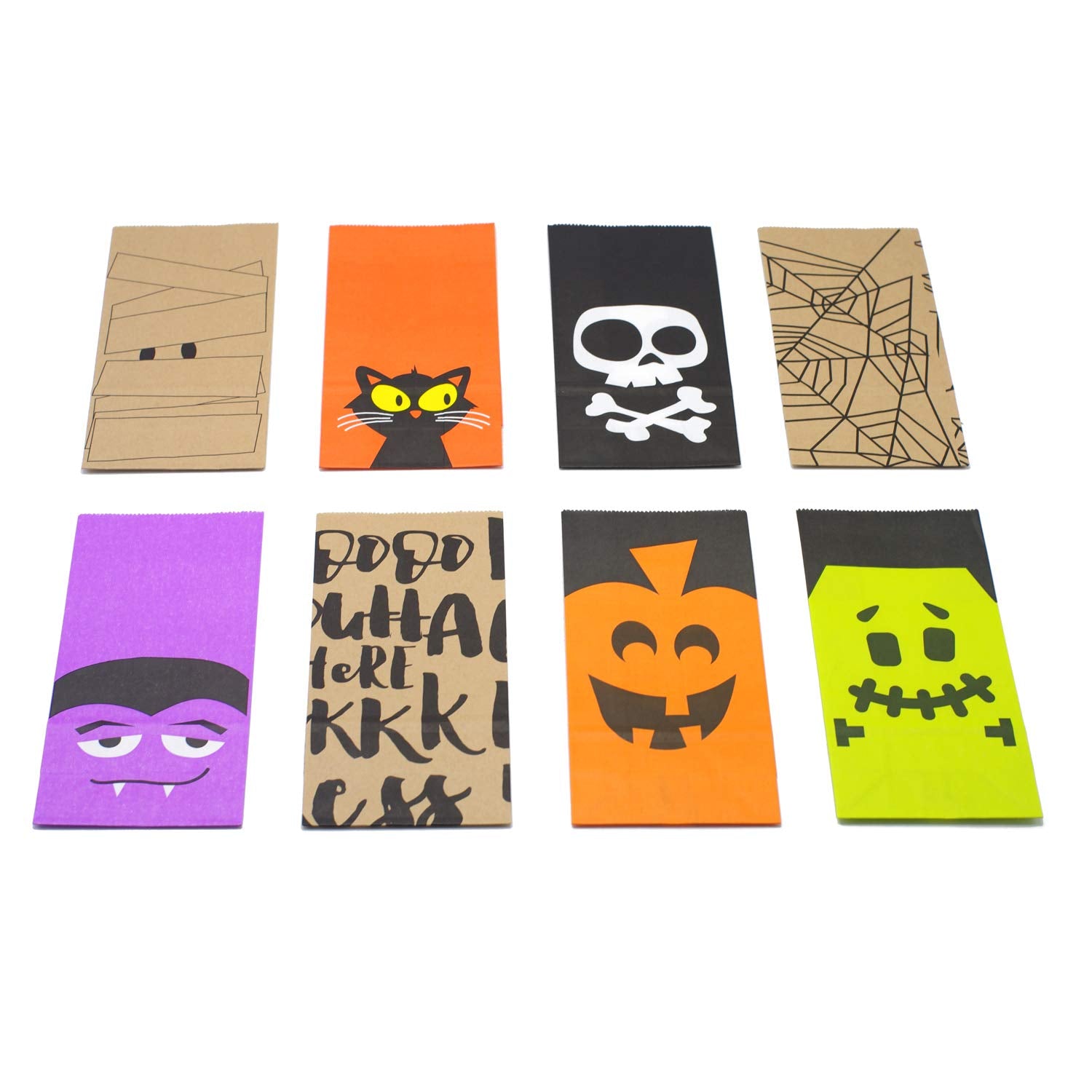 Bravo Sport Halloween Trick or Treat Goody Gags Gift Bags, 8 Design, 40 pcs Party Favor Candy Bags
