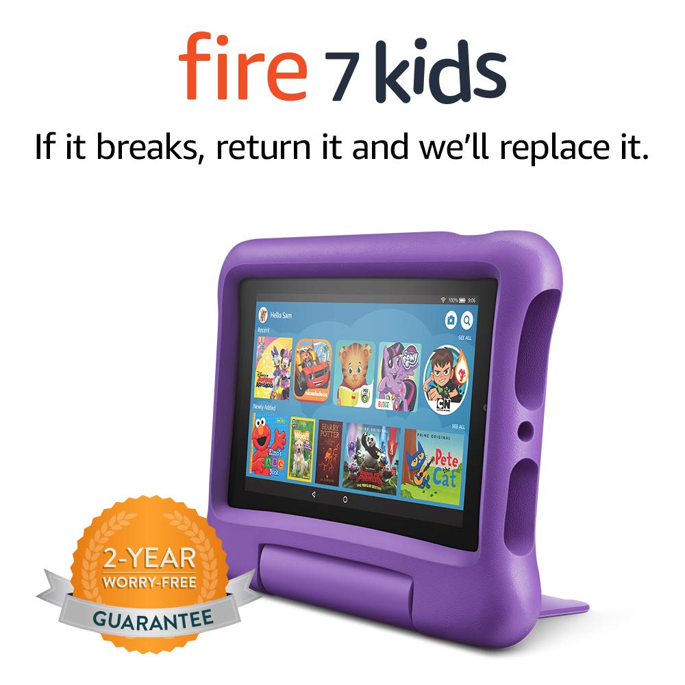 Fire 7 Kids Tablet, 7" Display, ages 3-7, 16 GB, Blue Kid-Proof Case