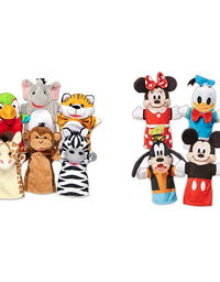 Melissa & Doug Safari Buddies Hand Puppets, Set of 6 (Elephant, Tiger, Parrot, Giraffe, Monkey, Zebra)
