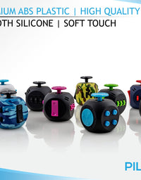 PILPOC theFube Fidget Cube - Premium Quality Fidget Cube with Exclusive Protective Case, Stress Cube, Stress Relieve Toy, Reduce Anxiety, for ADHD, OCD, Autism (Black & Light Blue)
