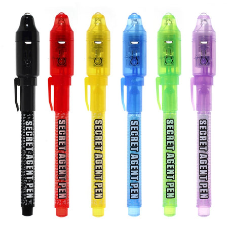Invisible Ink Pen, MALEDEN Upgraded Spy Pen Invisible Ink Pen with UV Light Magic Marker for Secret Message and Kids Halloween Goodies Bags Toy (6pcs)