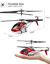 Remote Control Helicopter, S107H-E Aircraft with Altitude Hold, One Key take Off/Landing, 3.5 Channel, Gyro Stabilizer and High &Low Speed, LED Light for Indoor to Fly for Kids and Beginners(Red)
