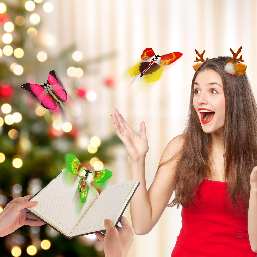 heytech Thanksgiving Day Magic Wind Up Flying Great Surprise Gift Butterfly in The Book Rubber Band Powered Magic Fairy Flying ,Thanksgiving Day Toy Great Surprise Gift (5 Packs)