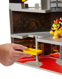 Super Mario 400204 Nintendo Bowser's Castle Super Mario Deluxe Bowser's Castle Playset with 2.5" Exclusive Articulated Bowser Action Figure, Interactive Play Set with Authentic In-Game Sounds

