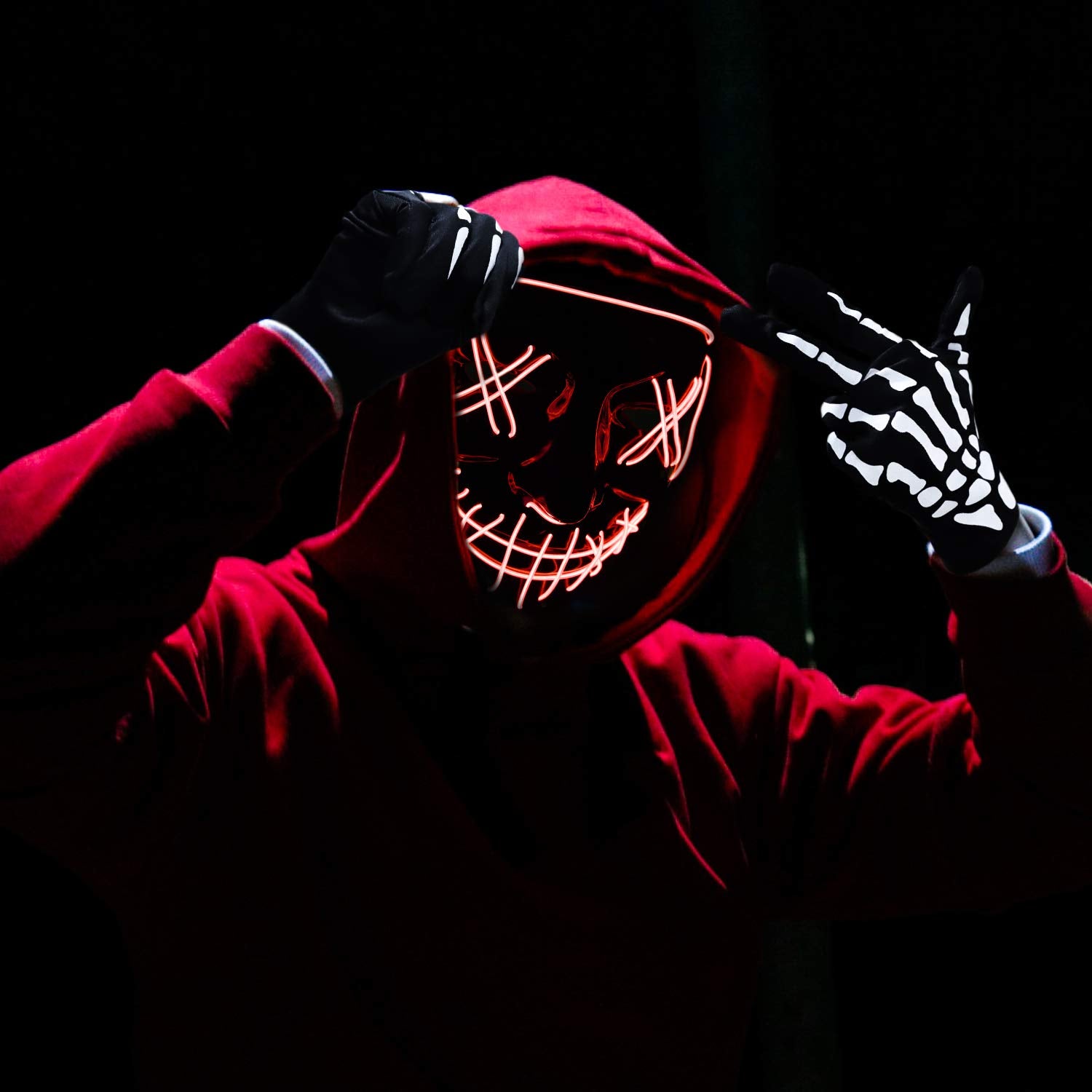 Halloween Mask LED EL Wire Light Up Mask for Festival Cosplay Halloween Costume