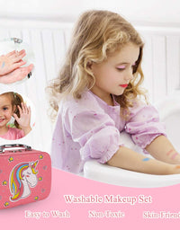 Flybay Kids Makeup Kit for Girls, Real Makeup Set, Washable Makeup Kit Toys for Little Girls Child Pretend Play Makeup for 4 5 6 7 Years Old Birthday Gifts Toys.
