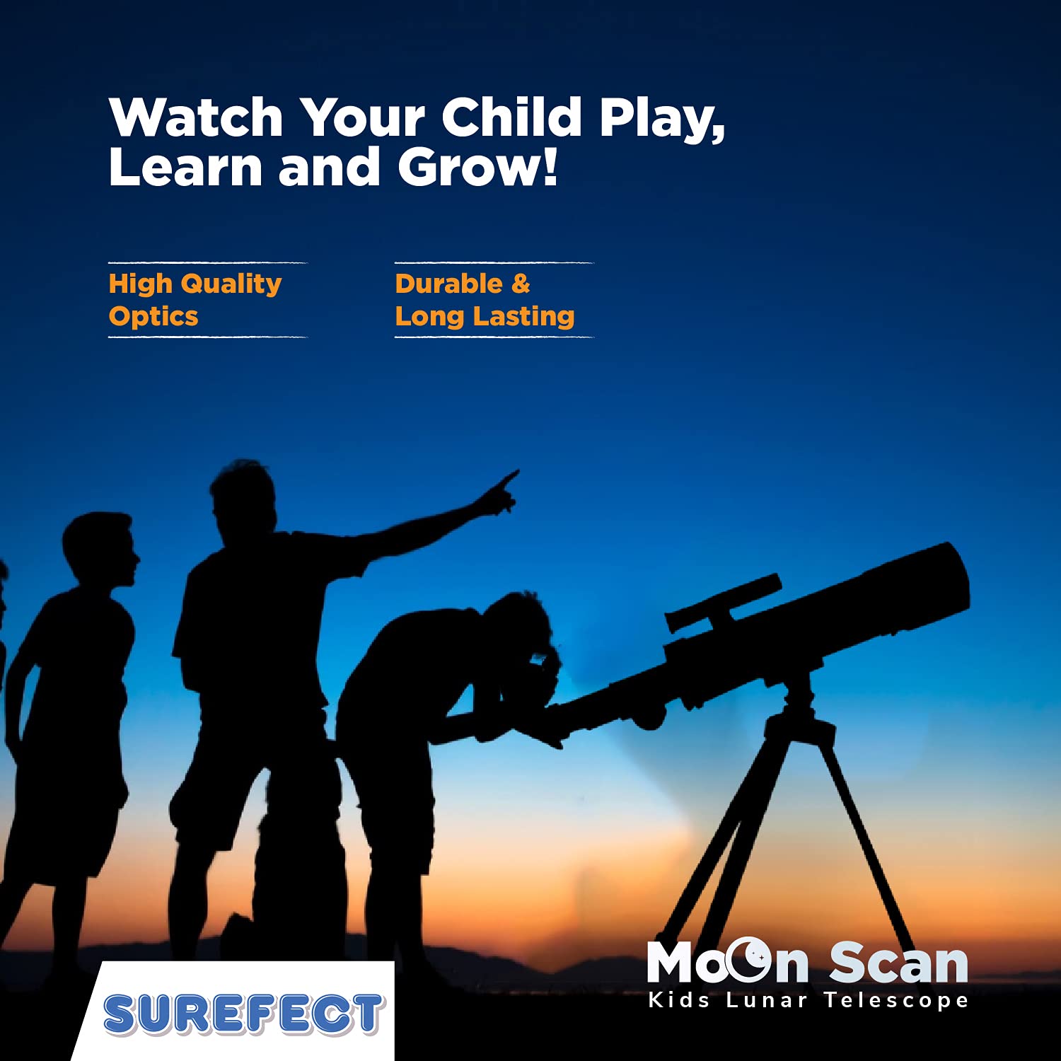 Surefect Nasa Lunar Telescope for Kids Capable of 90x Magnification, Includes 2 Eyepieces - Portable & Easy To Use Lightweight Portable Telescope