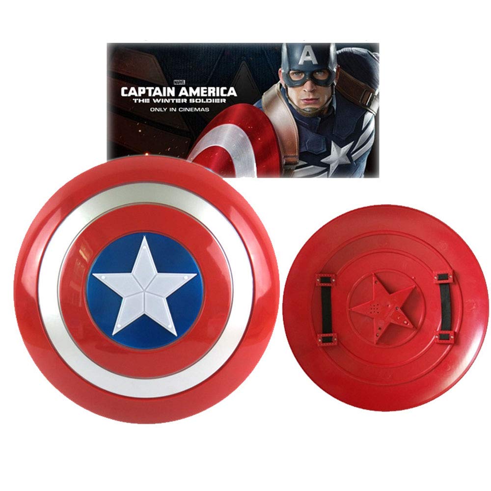 Captain America 12" Shield + Blue Cape Cosplay Set, Cartoon Superhero Dress up Costumes Suit, Plastic Shield + Satin Cape, for Kids Boy Role Play Toy