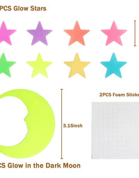 Glow in The Dark Stars Stickers for Ceiling, Adhesive 200pcs 3D Glowing Stars and Moon for Kids Bedroom,Luminous Stars Stickers Create a Realistic Starry Sky,Room Decor,Wall Stickers
