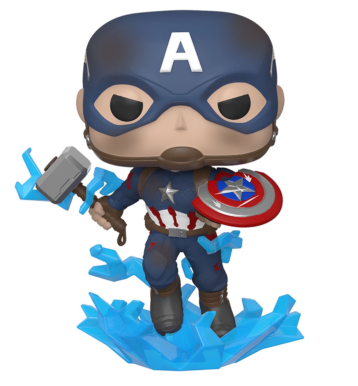 Funko Pop! Marvel: Avengers Endgame - Captain America with Broken Shield & Mjoinir,Multicolor,3.75 inches