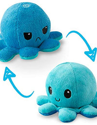 TeeTurtle | The Original Reversible Octopus Plushie | Patented Design | Light Pink + Light Blue | Happy + Angry | Show your mood without saying a word!
