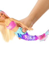 Barbie Dreamtopia Sparkle Lights Mermaid Doll with Swimming Motion and Underwater Light Shows, Approx 12-Inch with Pink-Streaked Blonde Hair, Gift for 3 to 7 Year Olds
