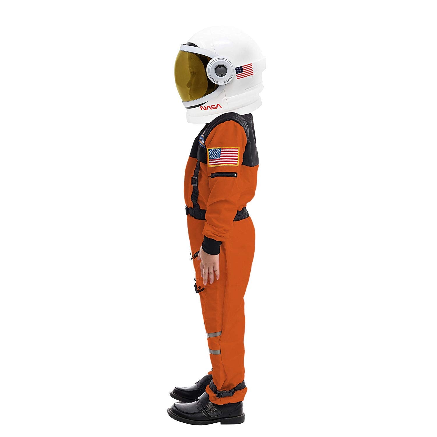 Astronaut NASA Pilot Orange Costume Movable Space Visor Kids Helmet Halloween.