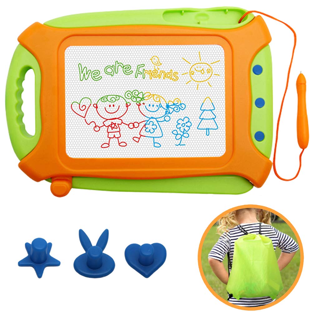 Wellchild Magnetic Drawing Board for Toddlers,Travel Size Toddlers Toys A Etch Toddler Sketch Colorful Erasable with One Carry Bag Magnet Pen and Three Stampers
