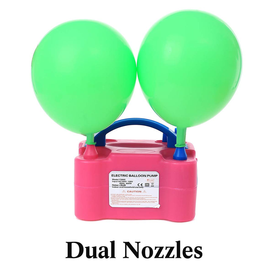 Party Zealot Electric Balloon Inflator with 100 Balloon Ties Air Pump Dual Nozzles Balloons Blower US Standard Plug for Balloon Arch, Balloon Column Stand, and Balloon Decoration