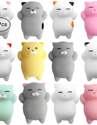 Outee 12 Pcs Mochi Animals Toys Mochi Cat Stress Relief Toys Mochi Animals Party Favors for Kids Mini Animals Cat for Kids Adults
