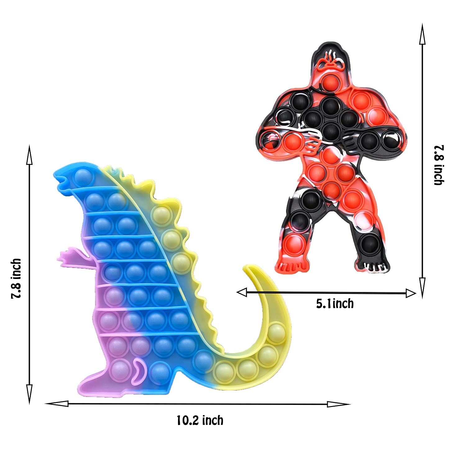 QDASZZ 2Pcs Big Size Godzilla vs King Kong Push Pop Fidget Toys,Autism Special Needs Stress Reliever - Great for The Old and The Young (C-03)